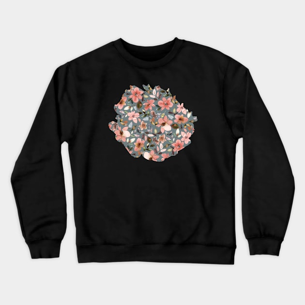 Tropical flowers-Pink gray Crewneck Sweatshirt by ninoladesign